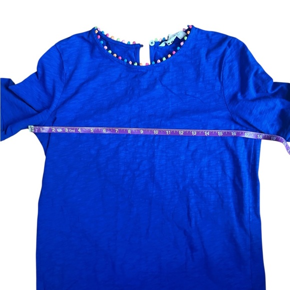 Boden Ali Pom Sleeve Dress Knee Length Sz US 4R Blue Short Sleeve Surf the Web - Picture 10 of 15